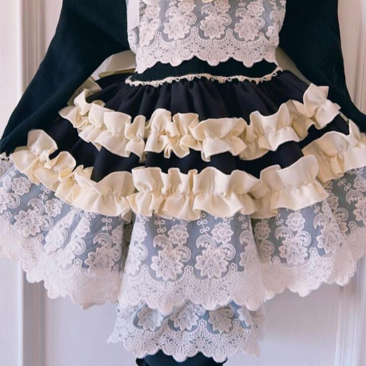 Black Knit and Lace Dress w